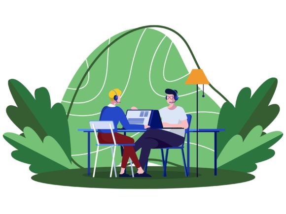Download Green Flat Illustration Working on Group - Group Collection
