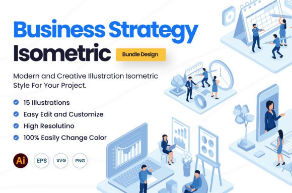 Download Business Strategy Isometric Set Bundle - Strategy Collection
